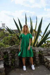 Layered dress, holly green
