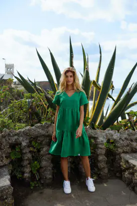 Layered dress, holly green