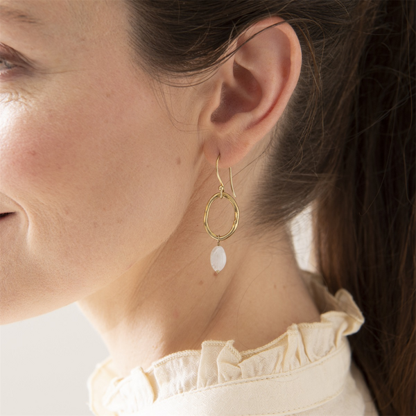 Graceful moonstone gold earrings