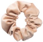 Velvet plain scrunchie, cool camel