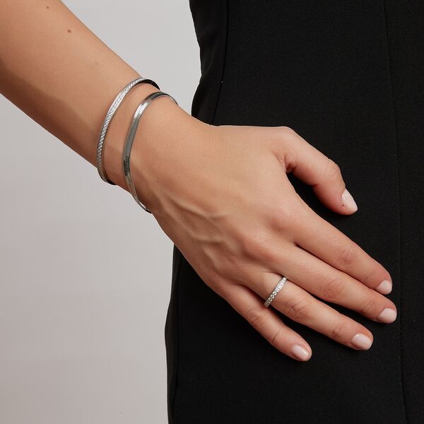 Celine crystal bangle, clear steel