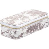 Velvet jewellery box mini, warm taupe savannah pattern