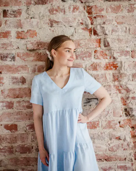 Layered dress, sky blue