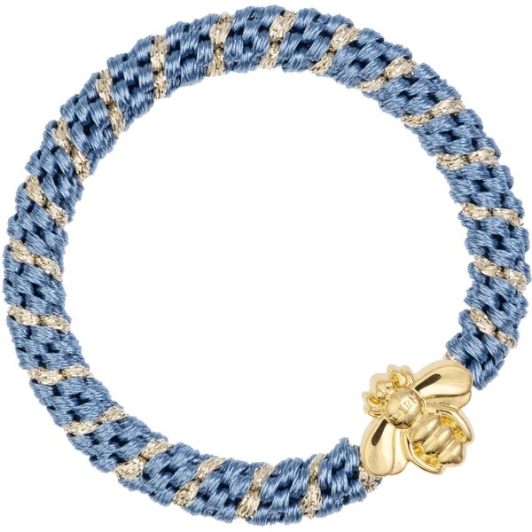 Fat hair tie with bee, blue stripe