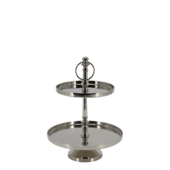 Etagere with 2 round trays, silver