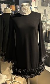 Dress with big ruffle, black