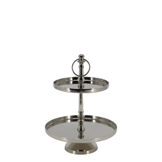 Etagere with 2 round trays, silver