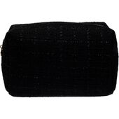 Tweed make-up pouch large, black