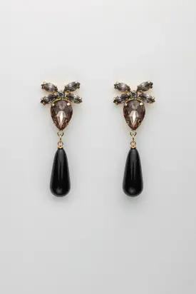 Stone drop earrings, black