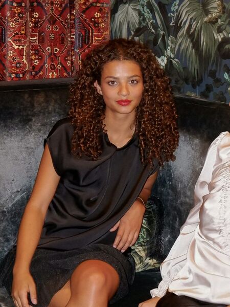 Fleur drapy satin blouse, black