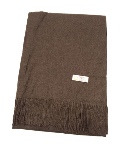 Scarf blended with cashmere, dark brown