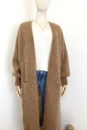 Long mohair cardigan, camel