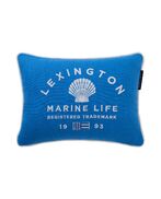 Marine life organic cotton canvas pillow 30x40, blue/white
