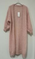 Long mohair cardigan, baby pink