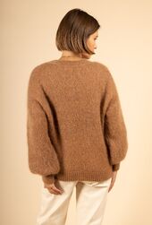 Roundneck mohair sweater, camel