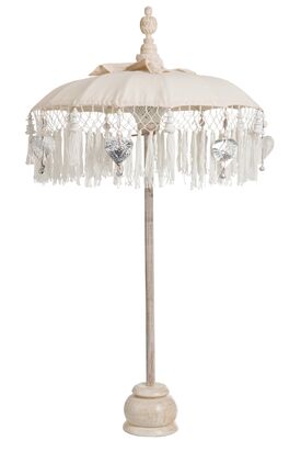 Parasol with tassel, cream/silver