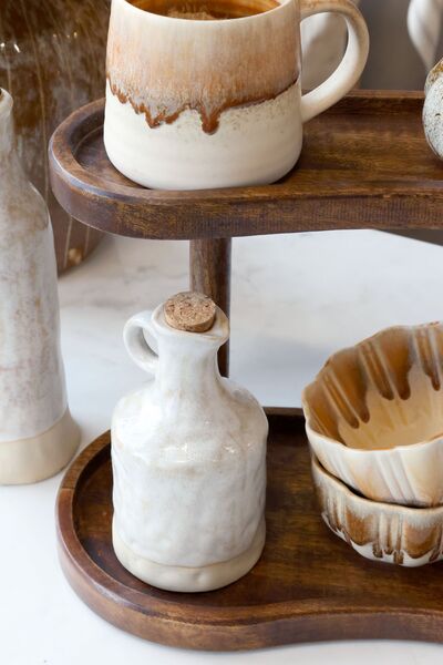 Jug with cork stopper, cream