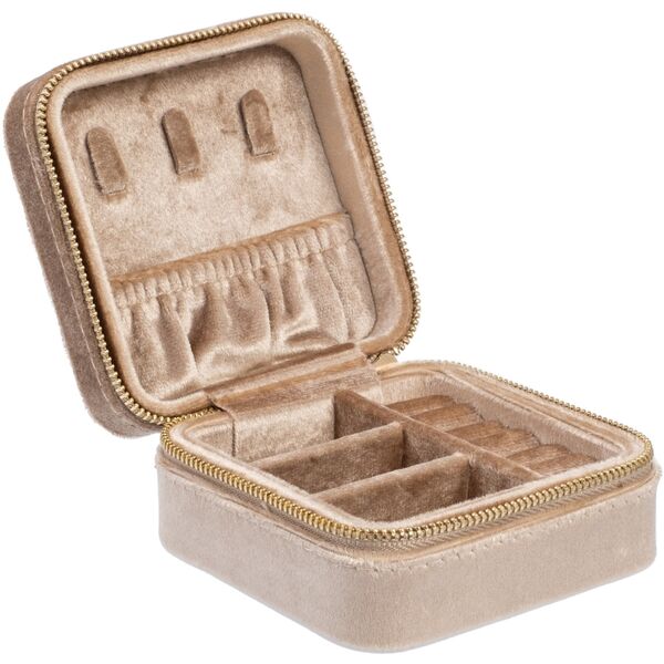 Velvet jewellery box mini, sparkled champagne