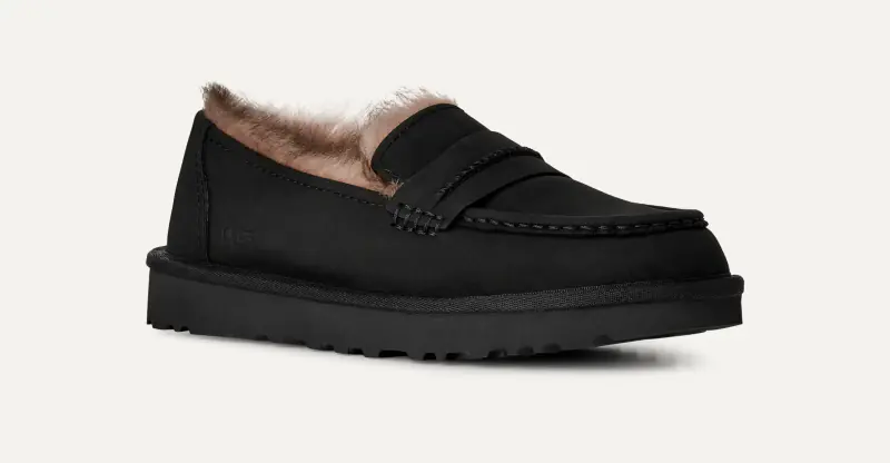 Ellis nubuck loafer, black
