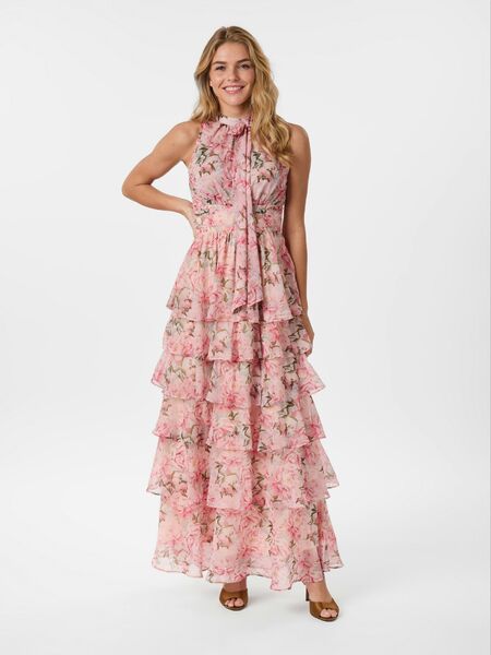 Marli flower chiffon dress, rose