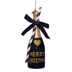 Ornament champagne bottle 16cm, black