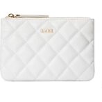 Leather quilted pouch small, off white