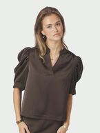 Roella heavy sateen blouse, dark brown