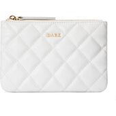 Leather quilted pouch small, off white