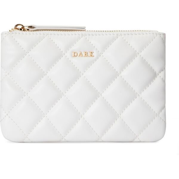 Leather quilted pouch small, off white