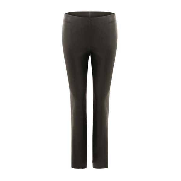 Cropped leather leggings, black