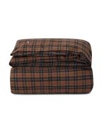 Checked cotton flannel duvet cover single, brown/dark gray