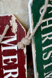Signs Merry Christmas set of 2, green/red