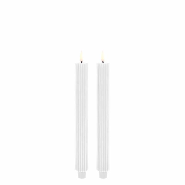 Led taper candle grooved 2pcs, nordic white