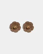 Flower small earrings, light brown