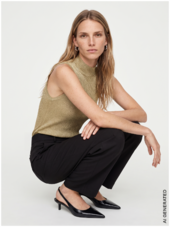 Imanja high neck knit top, gold