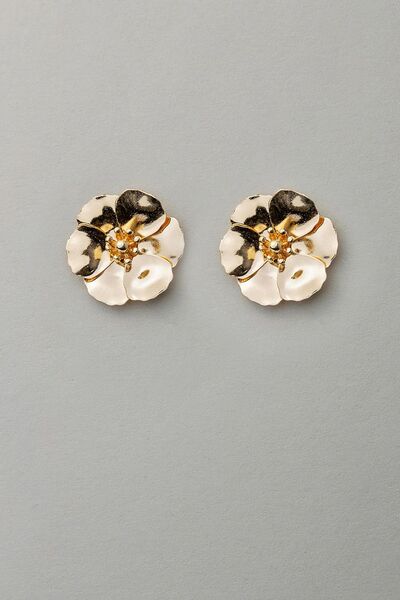 Flower small earrings, gold