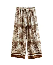 Pants with Toile De Jouy print, brown