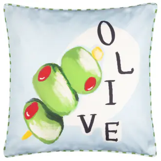 Mediterranean olive ourdoor cushion 43x43, olive/blue