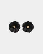 Iris flower earrings, matt black