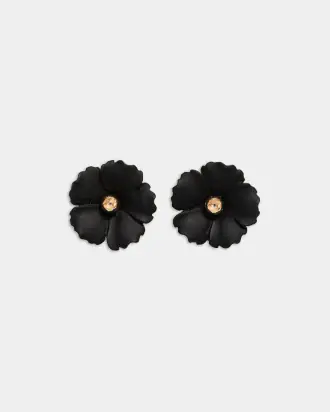 Iris flower earrings, matt black