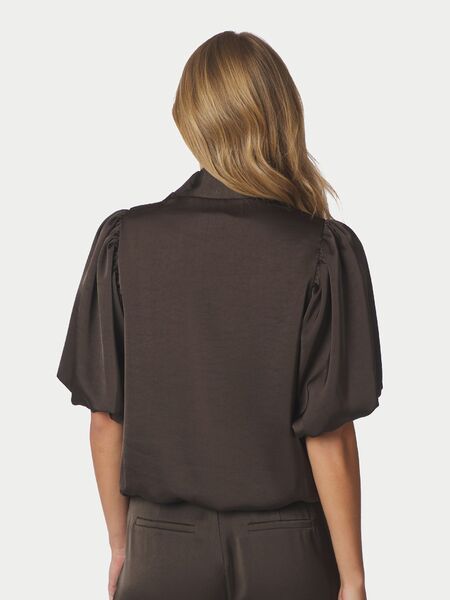 Parisa heavy sateen blouse, dark brown
