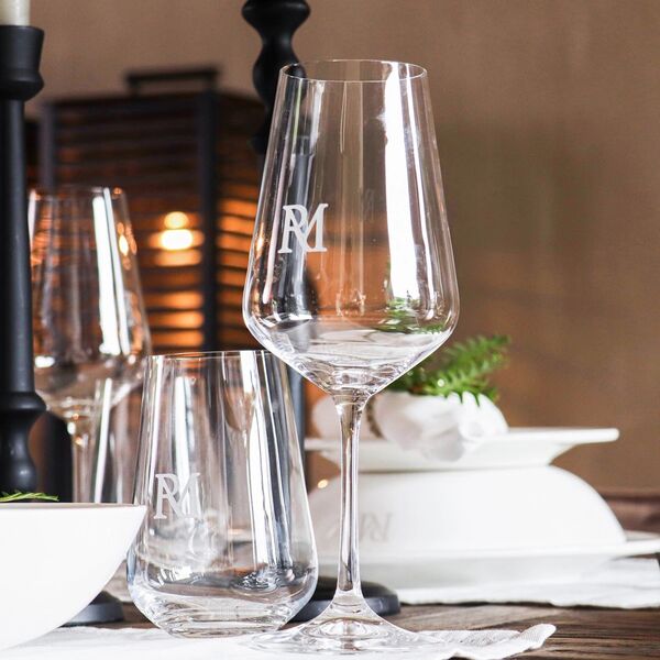 RM monogram red wine glass