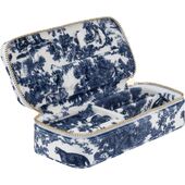 Velvet jewellery box mini, navy blue savannah pattern