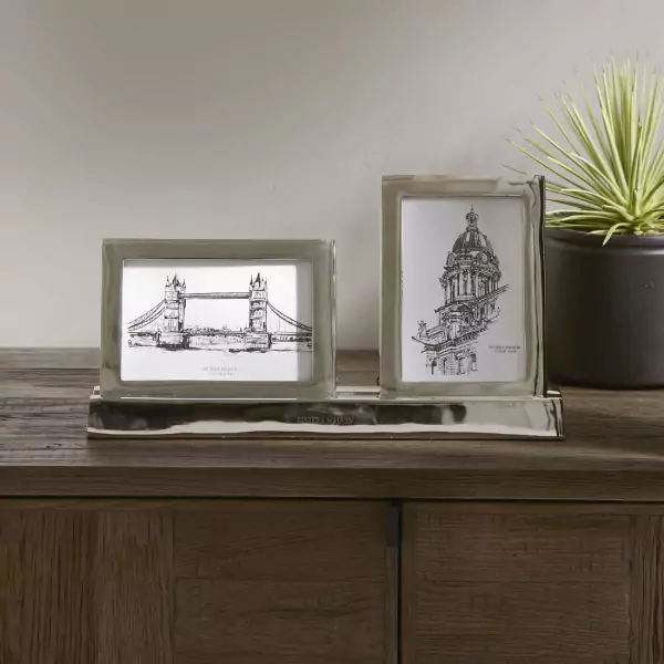 Double photo frame silver 10x15