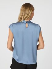 Fleur drapy satin blouse, dusty blue
