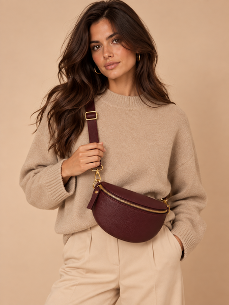 Ruby leather bag, plum