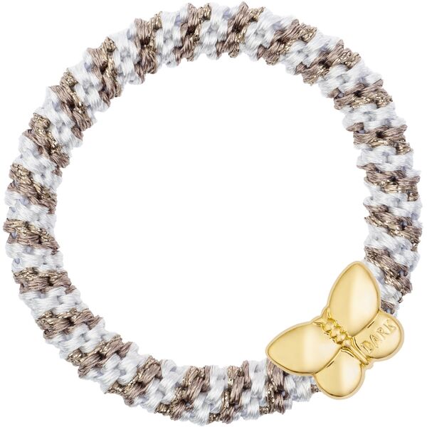 Fat hair tie with butterfly, warm taupe mix