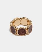 Ava pearl elastic bracelet, gold w pearl brown