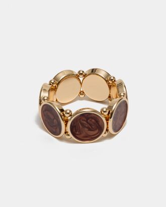 Ava pearl elastic bracelet, gold w pearl brown