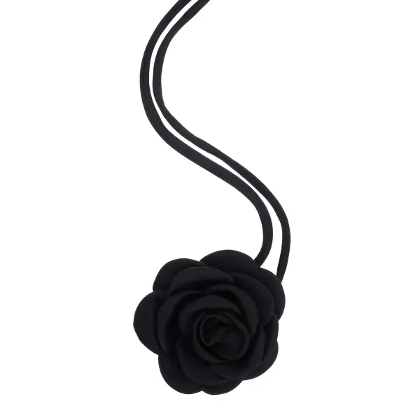 Satin rose brooch, black